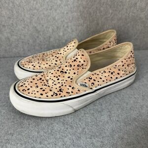 Vans Womens Size 9 Shoes Skate Pink Cushion Classic Slip-On Cheetah Print Canvas